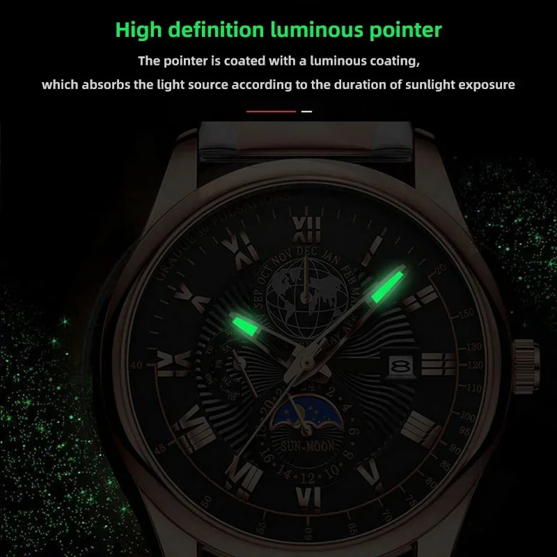 2026 New Luxury Men’s Sport Watch Fashion Top Waterproof Luminous Leather