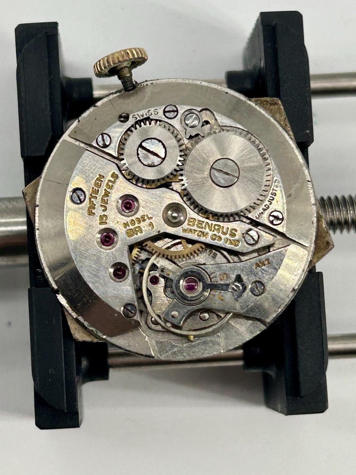 Vintage 1940s Benrus BR1 Tank Watch 15J Swiss 10K RGP Art Deco Mens Mechanical