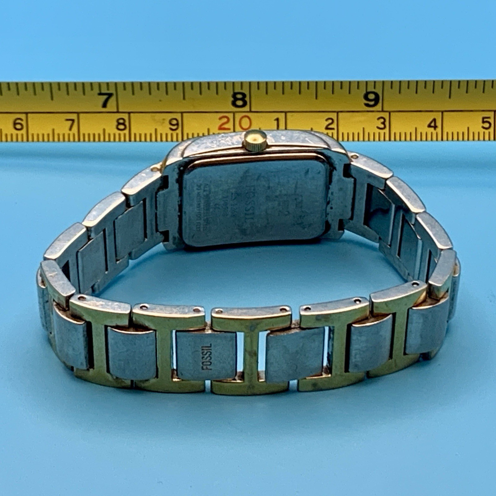 FOSSIL F2 ES-1268 Women’s Vintage Tank Quartz Bracelet Wristwatch Works New Batt