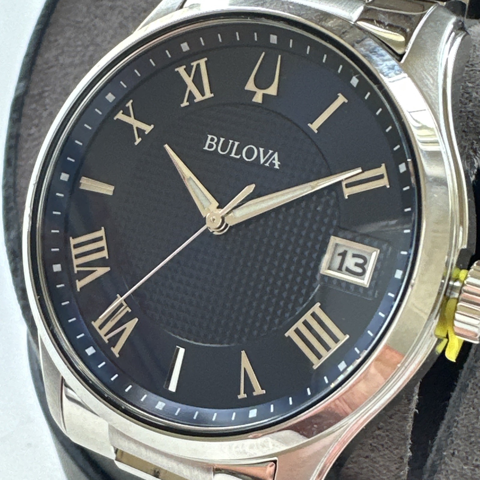 Bulova Wilton Men’s Quartz Silver-Tone Blue Dial Watch 41MM 96B386