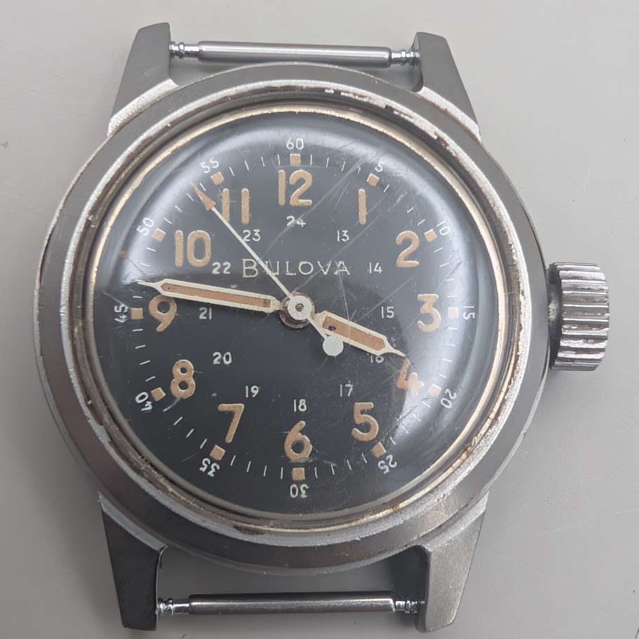 Vintage Bulova A17A Navigator Military Watch MIL-W-6433A Runs 32mm