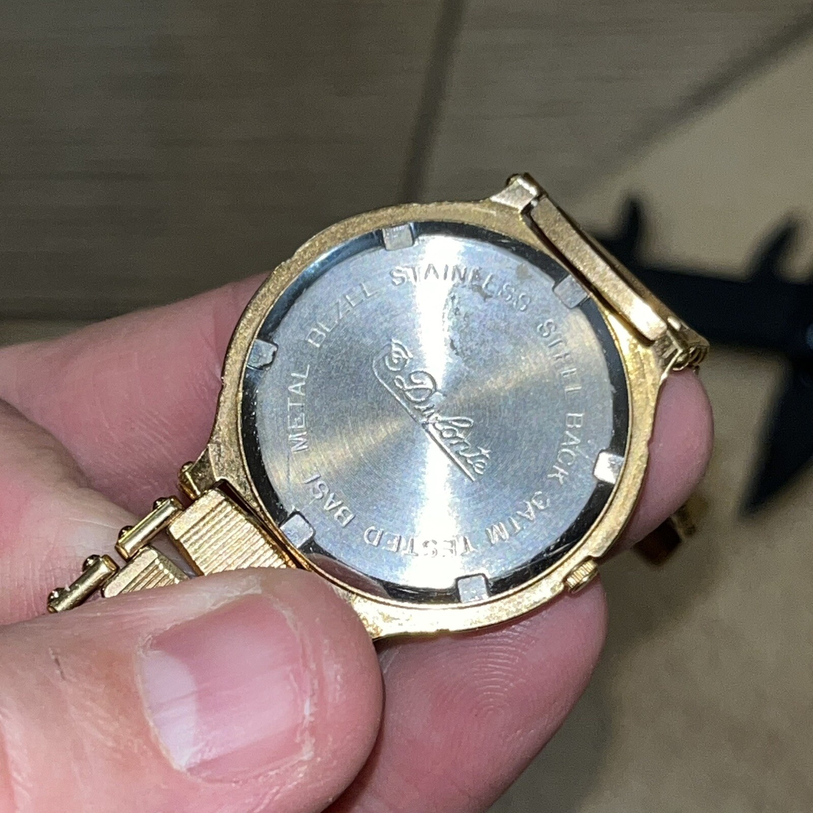 Vintage Dufonte Lucien Piccard Quartz Watch 33mm Rhinstone Hour Marks Runs Great