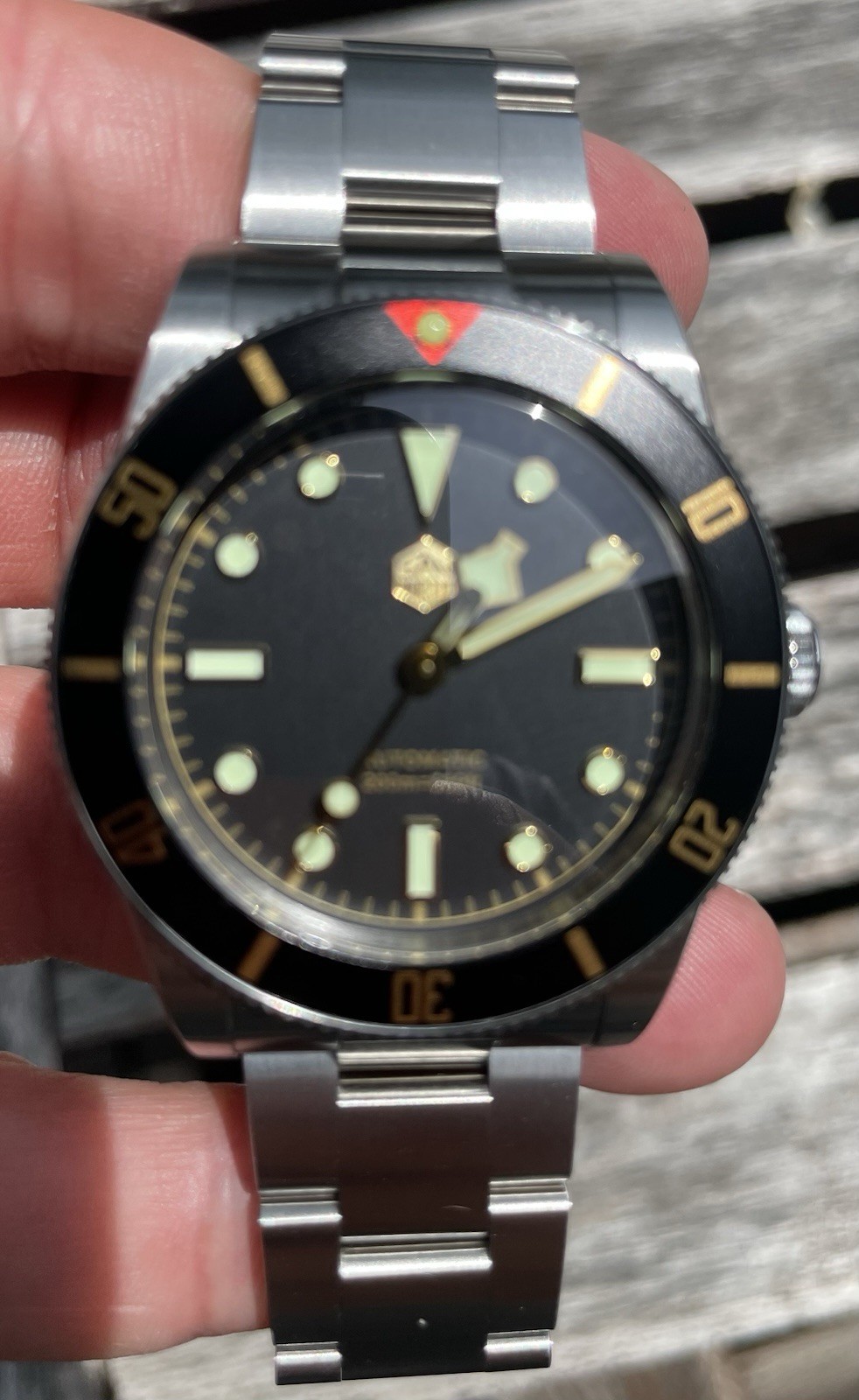 San Martin SN0128 Automatic 38mm Black Dial SS Bracelet 200m Full Kit