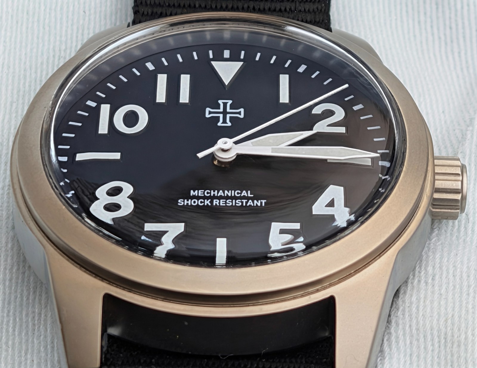 Mechanical Military tool watch Blasted Stainless steel black 39mm