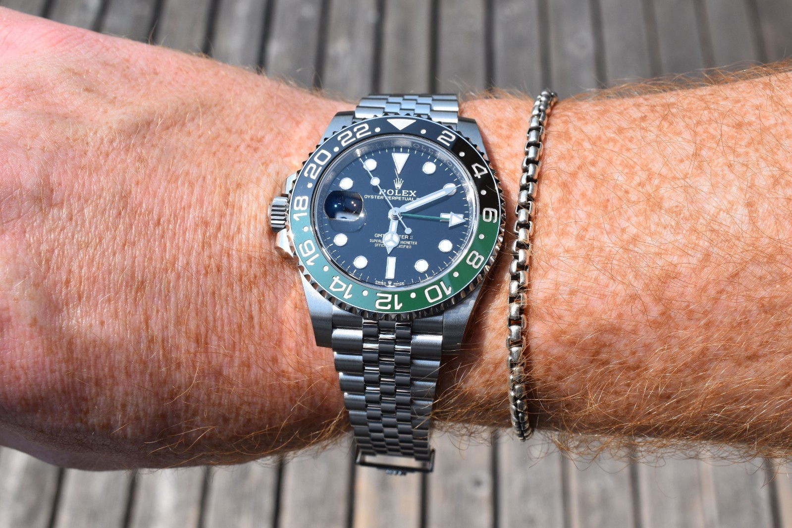 2024 Rolex GMT-Master II 40mm LHD Green/Black “Sprite” Steel Jubilee 126720VTNR