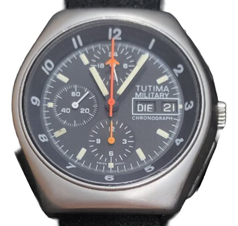 Tutima Military Chronograph Lemania 5100 W Germany Vintage Auto Head Only Auth