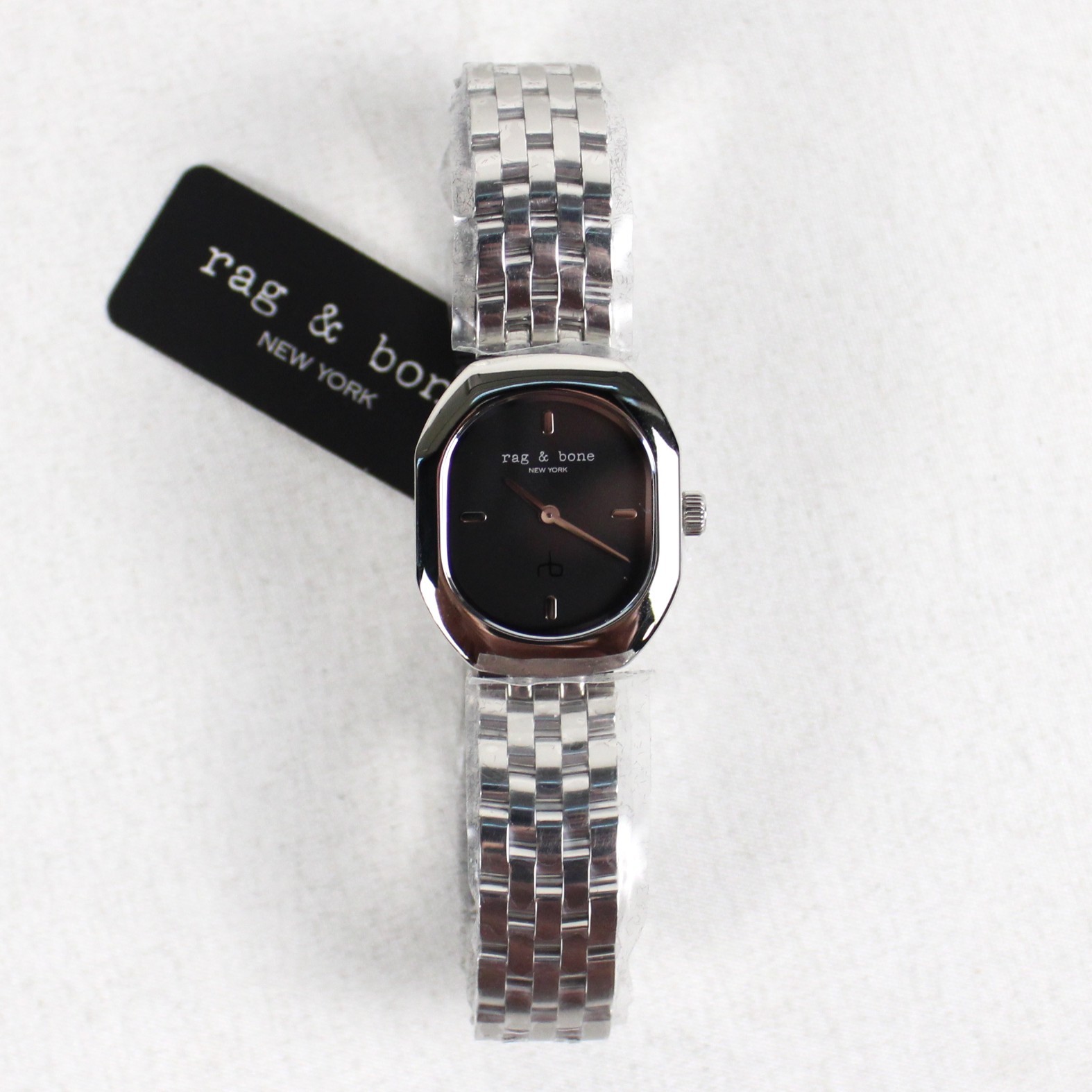 Rag & Bone Silver Audrey Bracelet Watch With 23mm Black Dial (RB L260002 G4) NWT