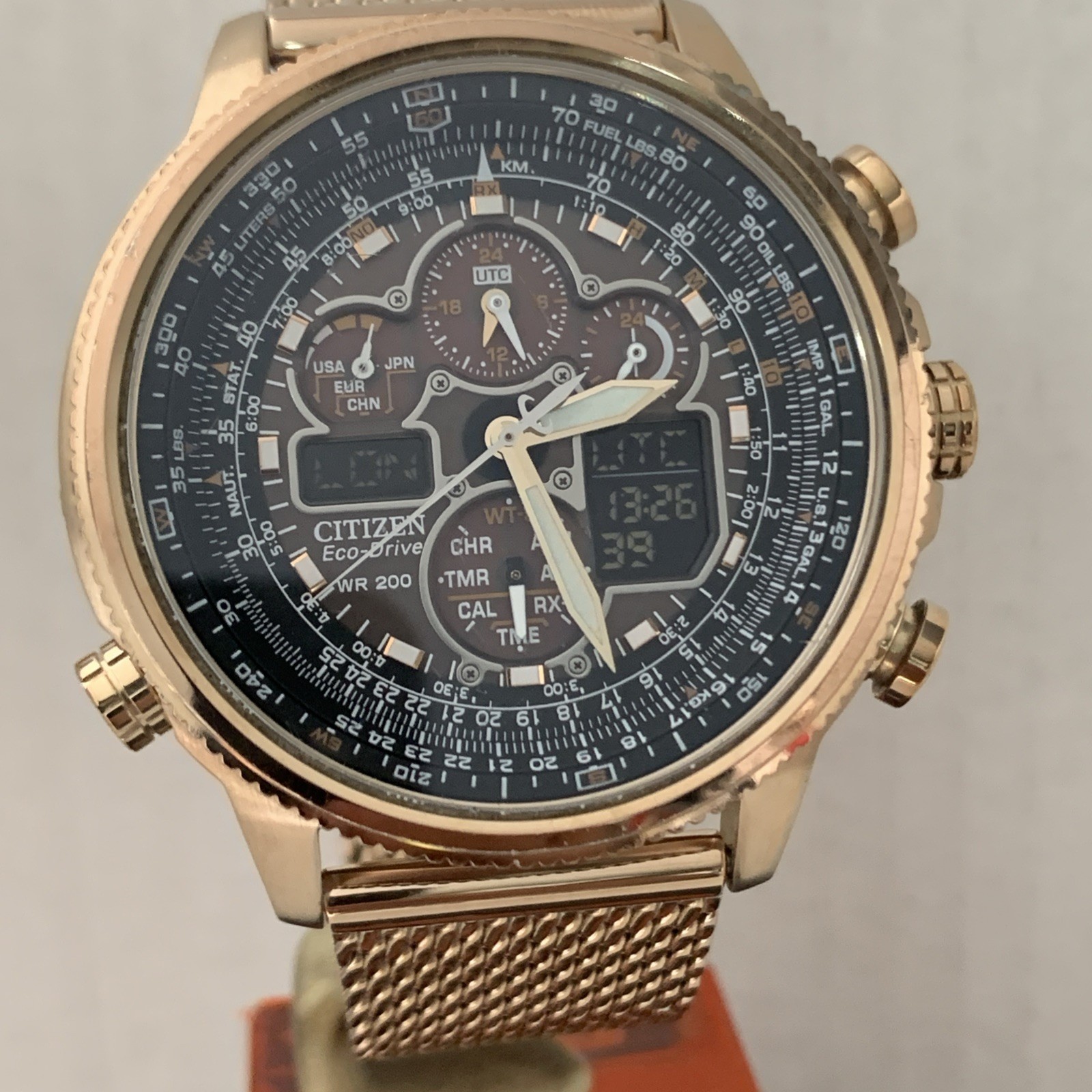 Citizen Men’s Navihawk Eco Drive R.Controlled A-T Rose Gold PVD Watch JY8033-51E