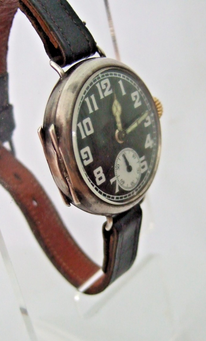 Antique WWI Era Swiss Sterling Silver Trench Watch – DFC Mechanical Cylinder Esc