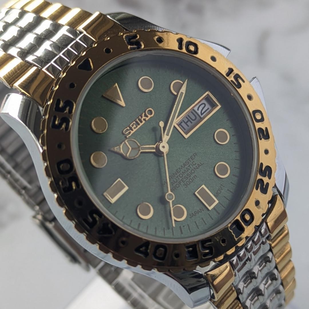 SEIKO 1980-1989 Green Dial Automatic Watch 35mm Wrist 20cm From Japan
