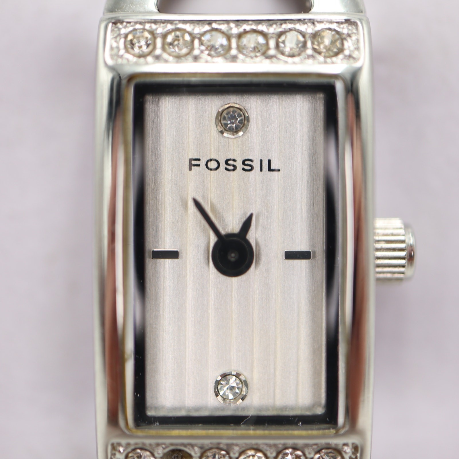 Fossil Petite Silver Tone Tank 12mm Womens Watch 5.75″ Steel ES1510 New Battery