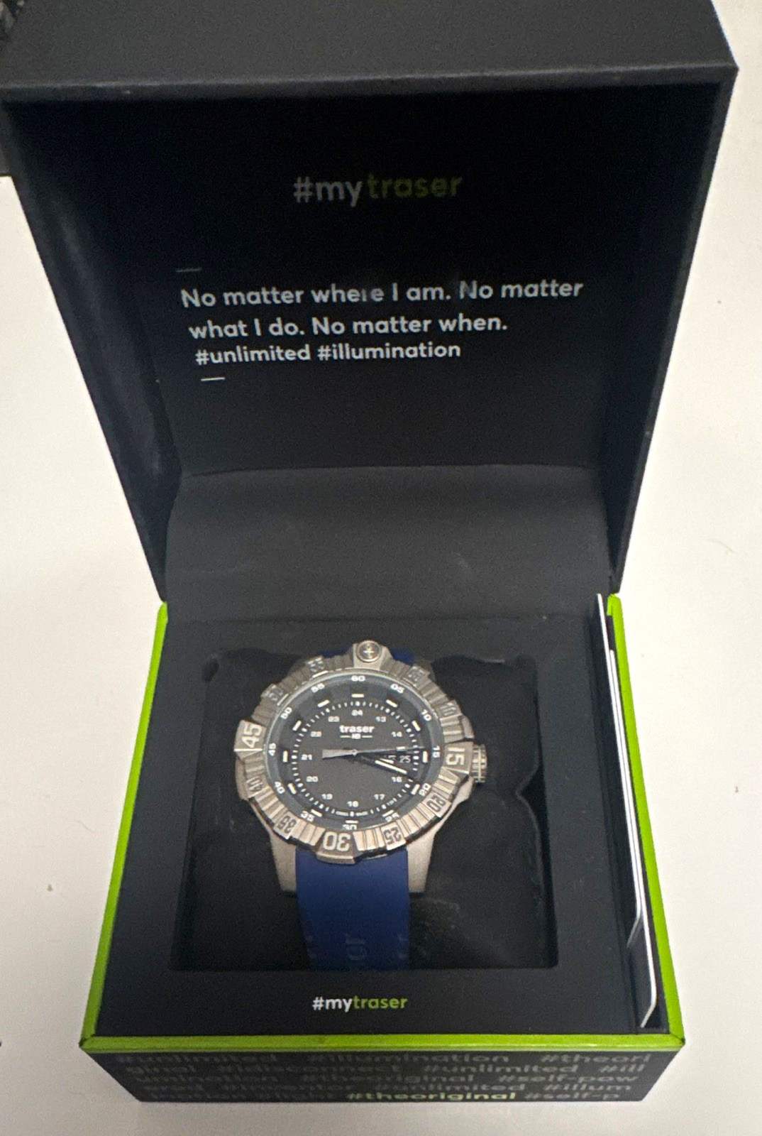 P99 T Tactical Grey Diver Quartz Watch 46mm Blue Rubber Strap