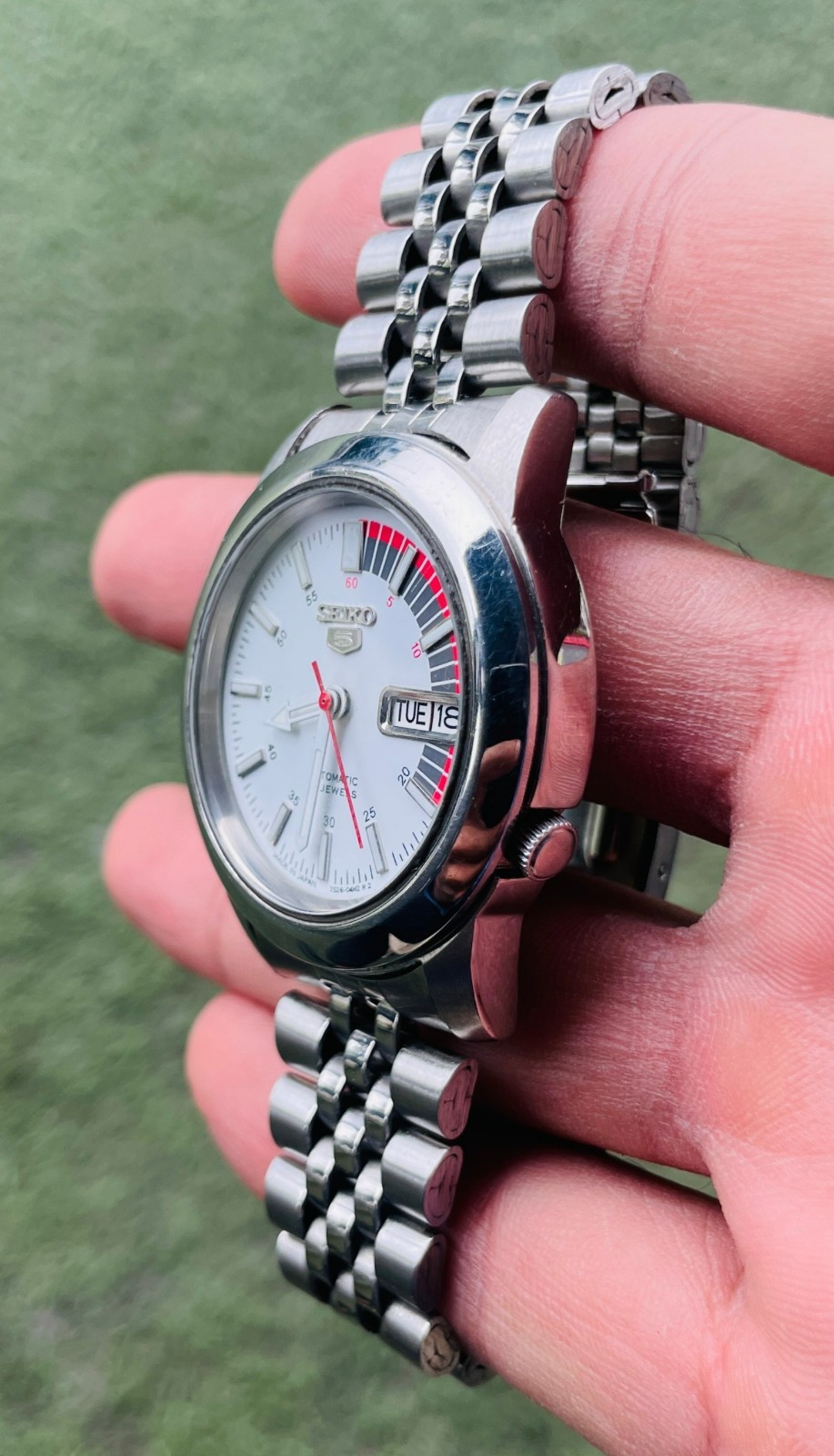 Seiko 5 Automatic 7S26-02W0 White Dial Day-Date 21 Jewels Men’s Vintage Japan