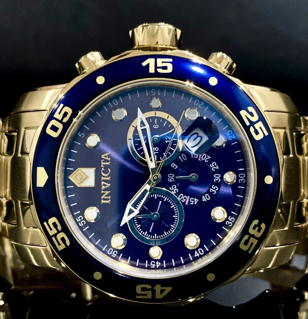 Invicta Pro Diver SCUBA Chronograph 18kt Gold Plated Men’s Watch, Gold 0073
