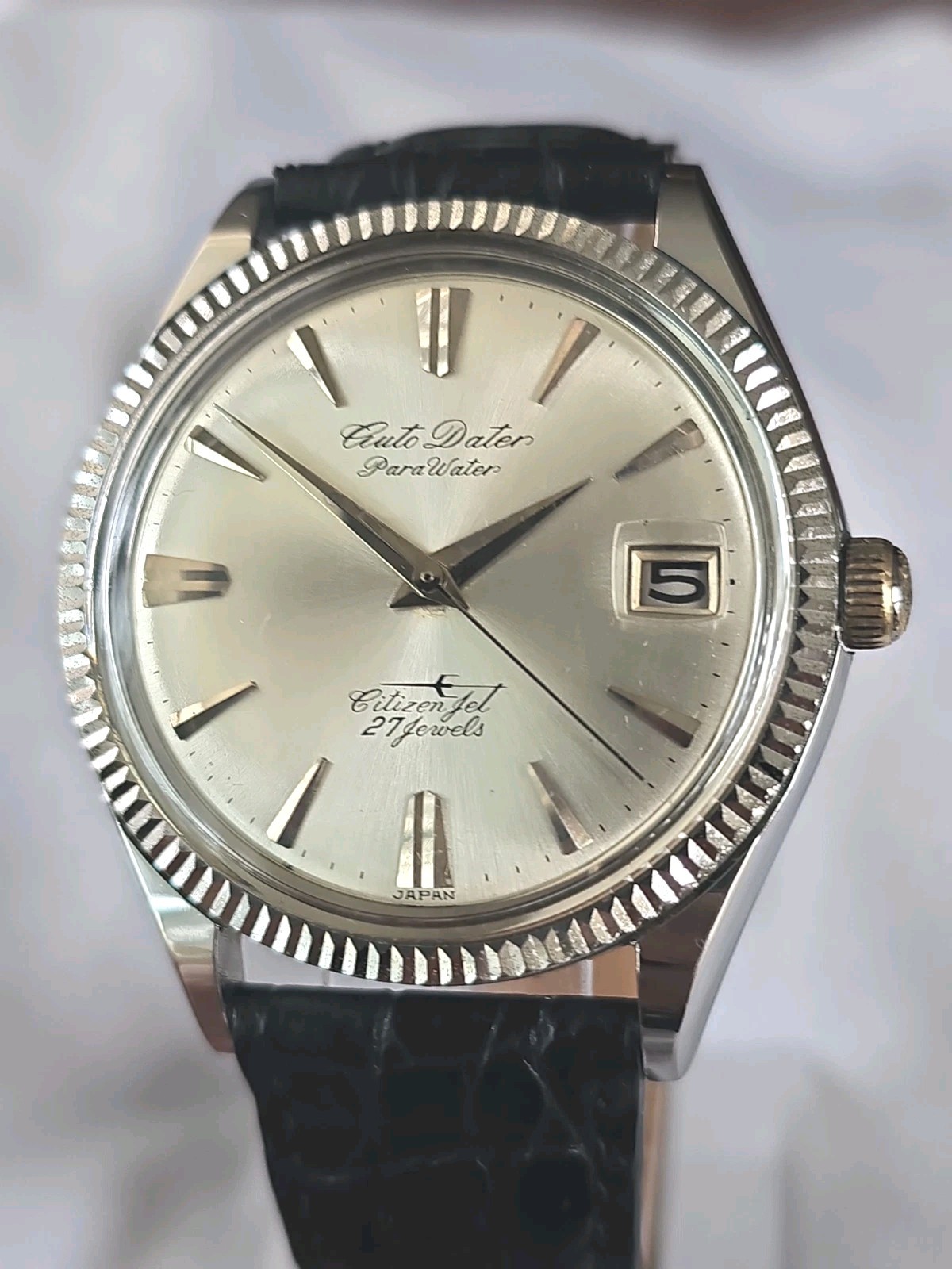 Stunning Mens CITIZEN JET 27 Jewels Auto Dater Automatic Watch 39.5mm c.1963