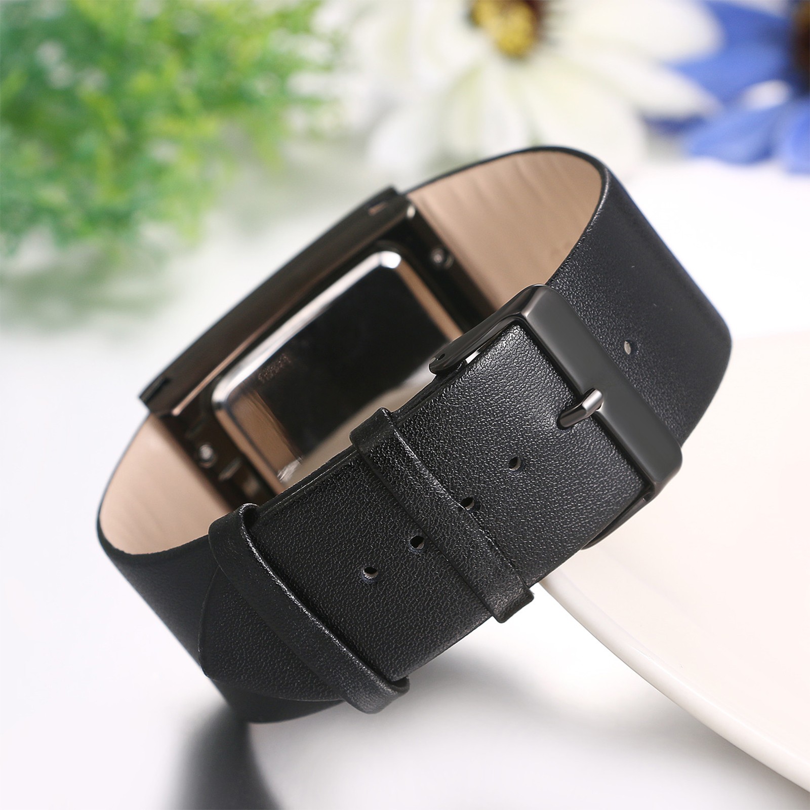 Men’s Simple Casual Leather Strap Square Dial Quartz Analog Wrist Watch Watches