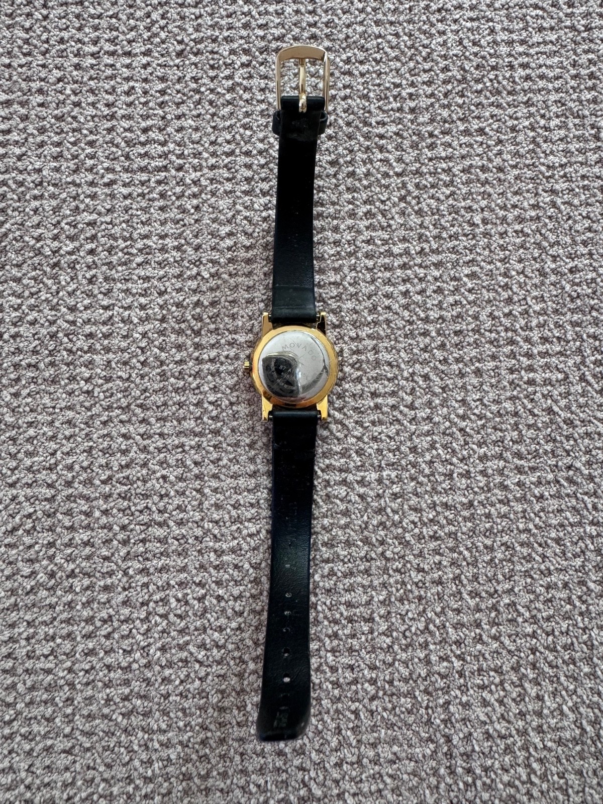 Movado Museum watch gold-tone stainless steel case and black leather strap