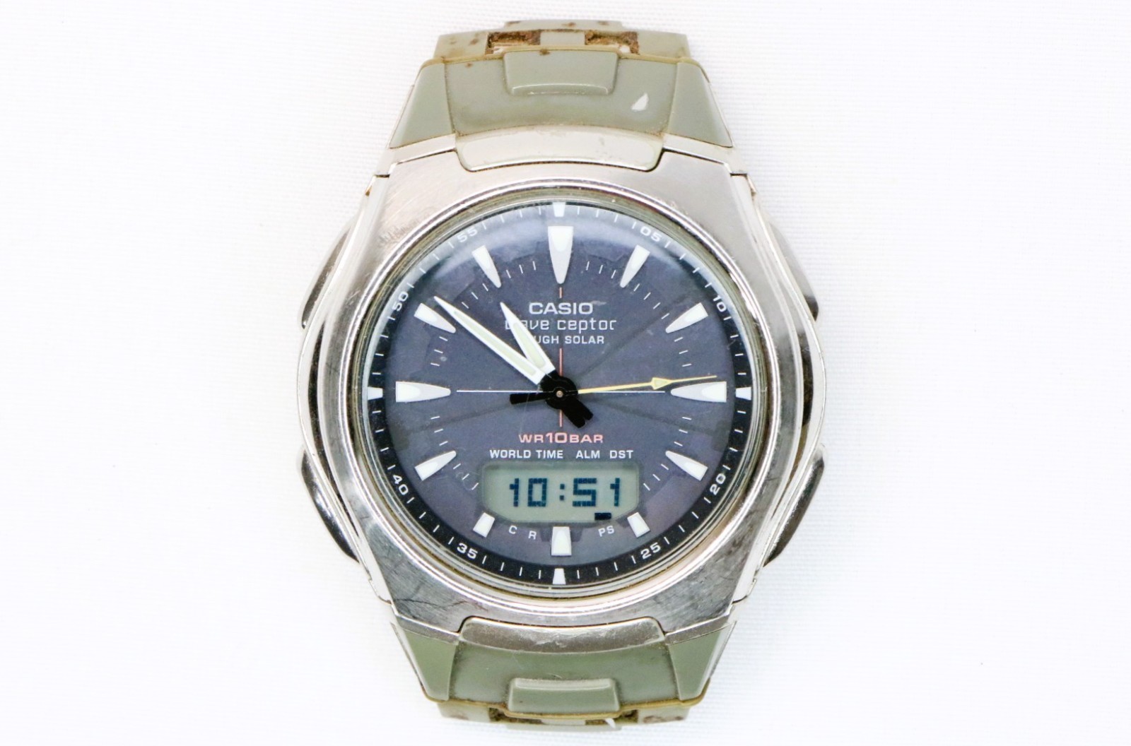 CASIO Wave Ceptor WVA-430J 3311 Tough Solar Radio Watch Working No Band