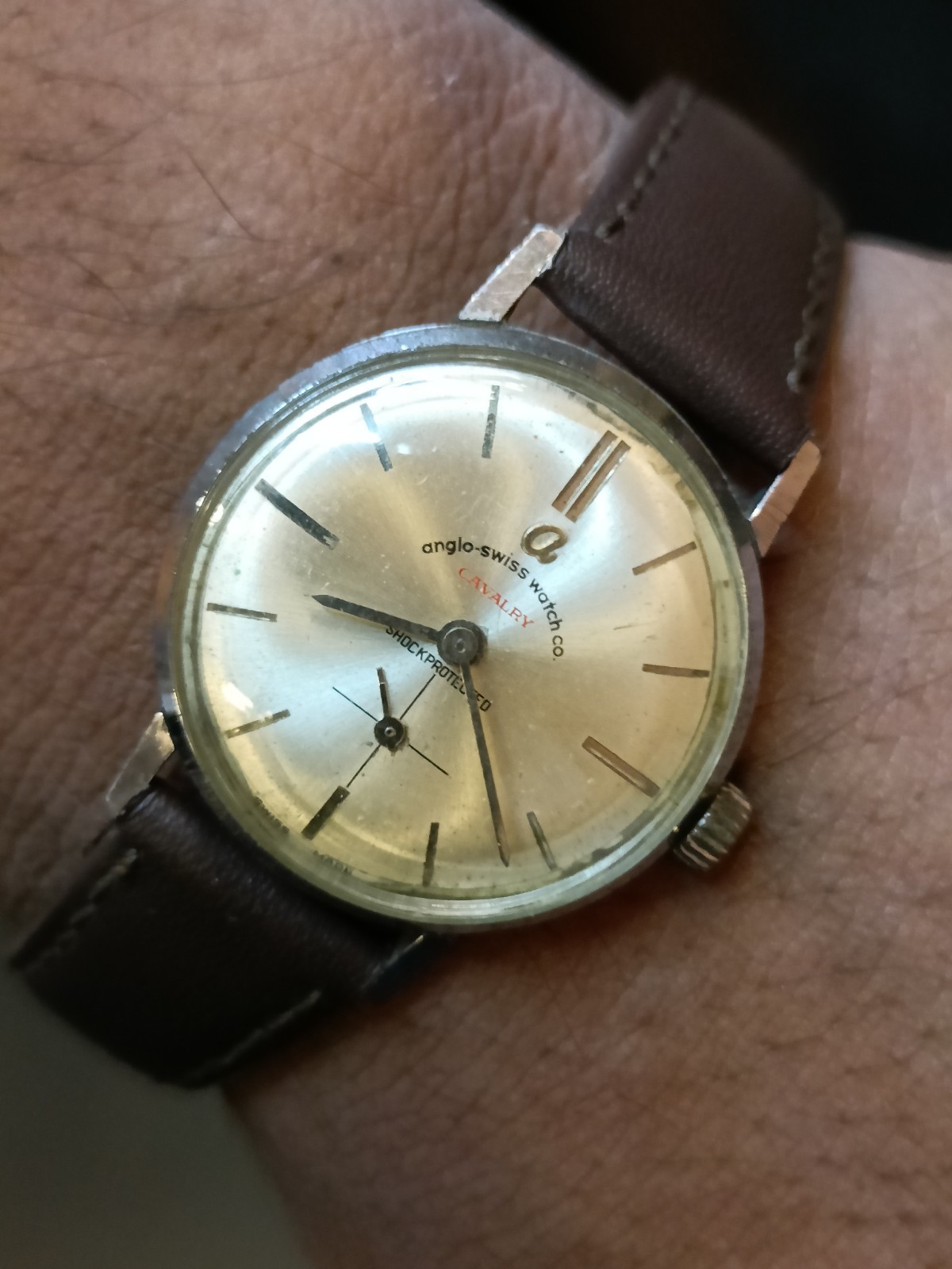 ANGLO-SWISS WATCH CO. CAVALRY WINDING PATINA DIAL UNISEX WORKING