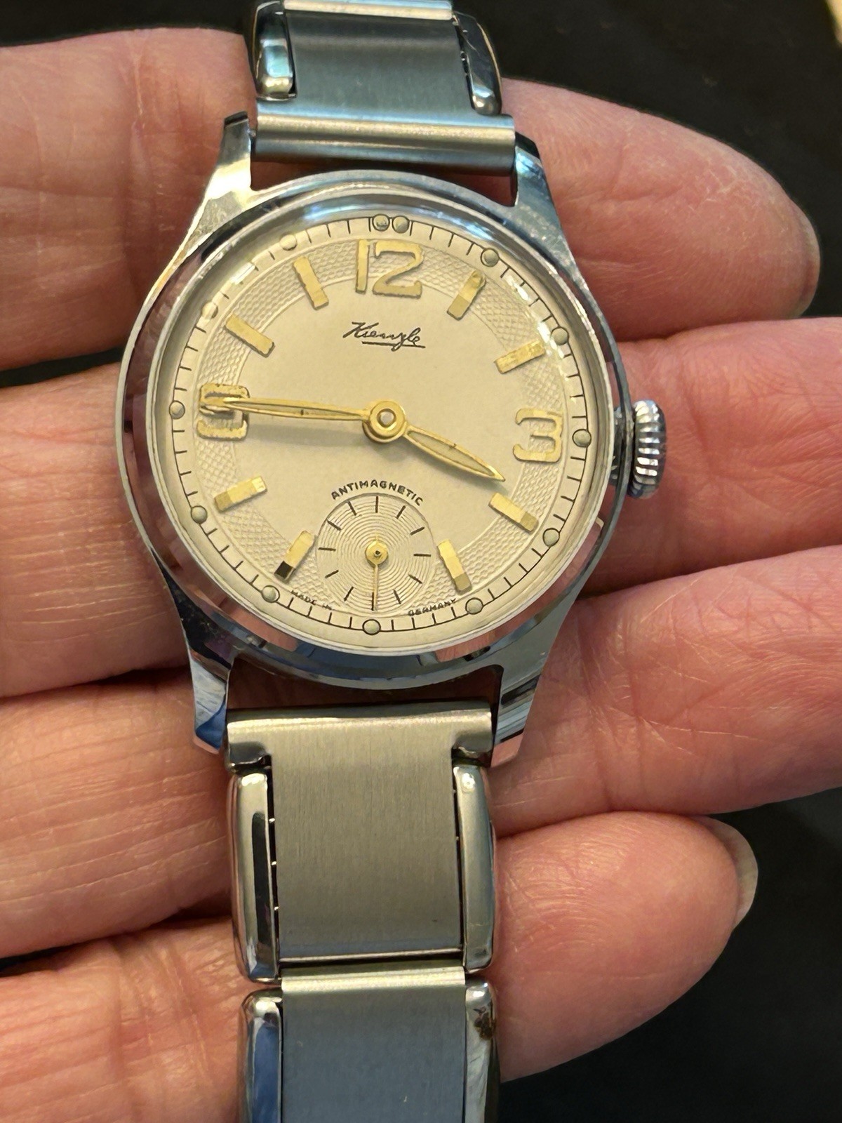 Vintage 1950s Kienzle Antimagnetic German Manual Wind Watch Small Seconds