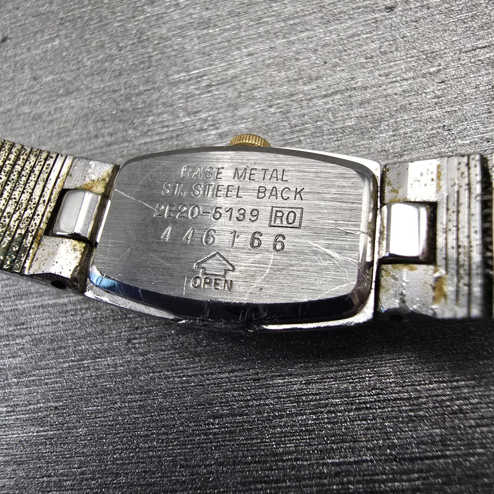 Seiko Watch Women 13mm Silver Dial Two Tone Rectangle 2E20-5139 New Battery VTG