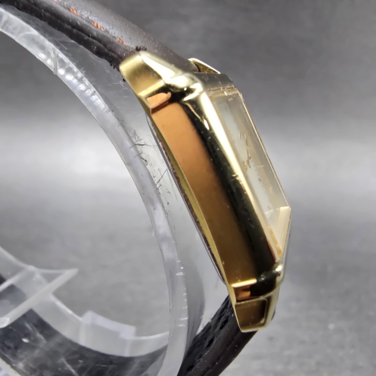 Citizen Eco-Drive Tank Watch Women 18mm Champagne Dial Gold Tone Rectangle Runs
