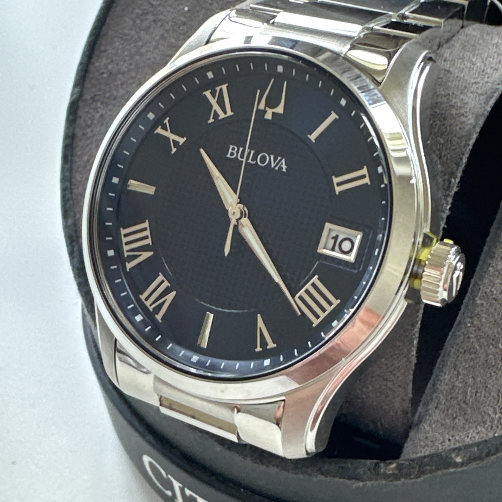 Bulova Wilton Men’s Quartz Silver-Tone Blue Dial Watch 41MM 96B386