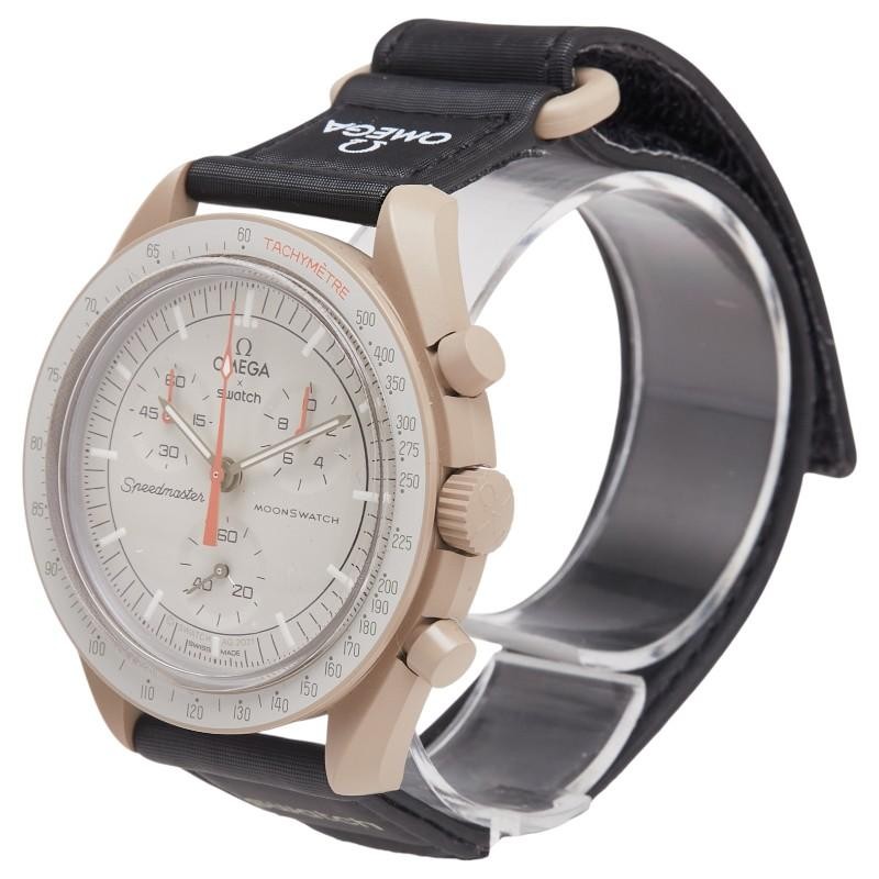 OMEGAｘSwatch “Mission to Jupiter” SO33C100 Bioceramic Quartz Round Beige M