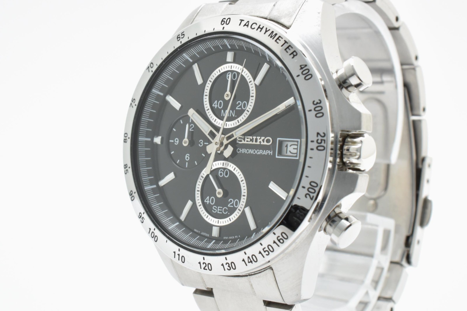 [N Mint] Seiko Chronograph 8T67-00C0 Black Dial Quartz 43mm Men’s Watch Japan