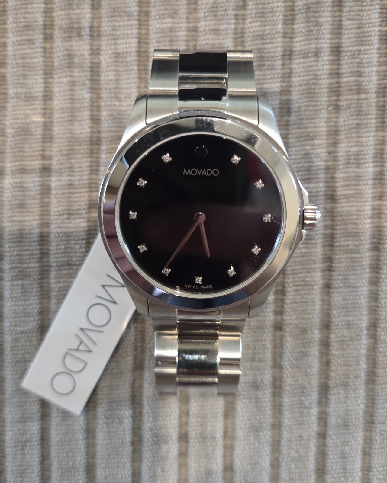 MOVADO Challenger Watch 38mm 0607719 Museum with Diamonds NWT