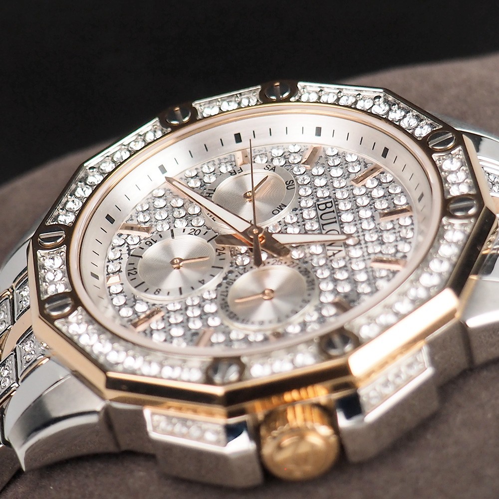 Bulova Octava Crystal 98C133 Two Tone Silver & Rose Gold Men’s Quartz Watch