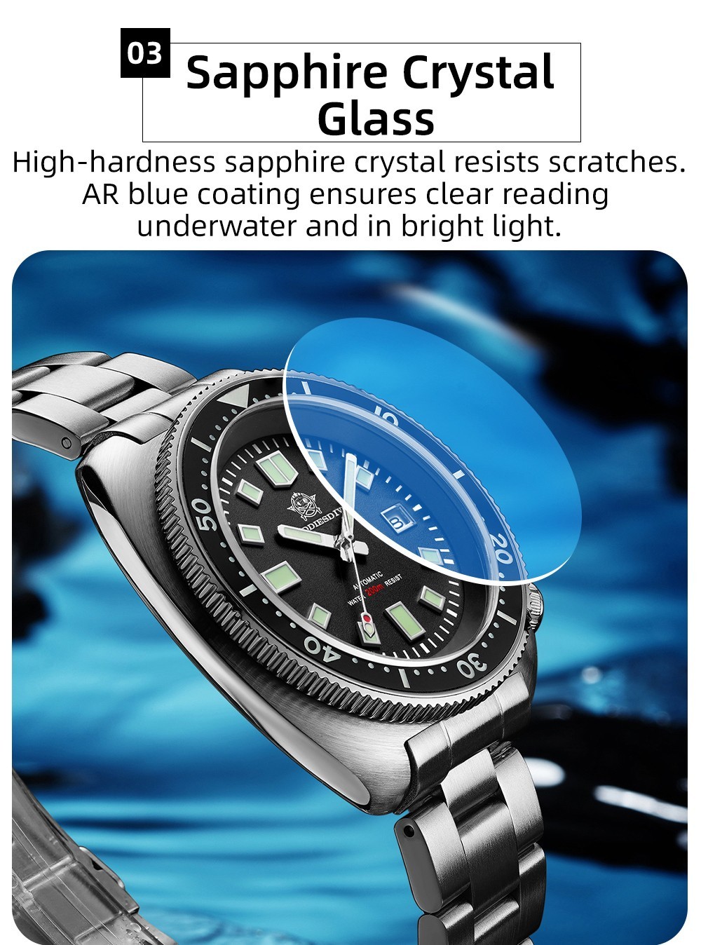 ADDIESDIVE Automatic Diver Watch Men Turtle Captain Willard Citizen Miyota Black