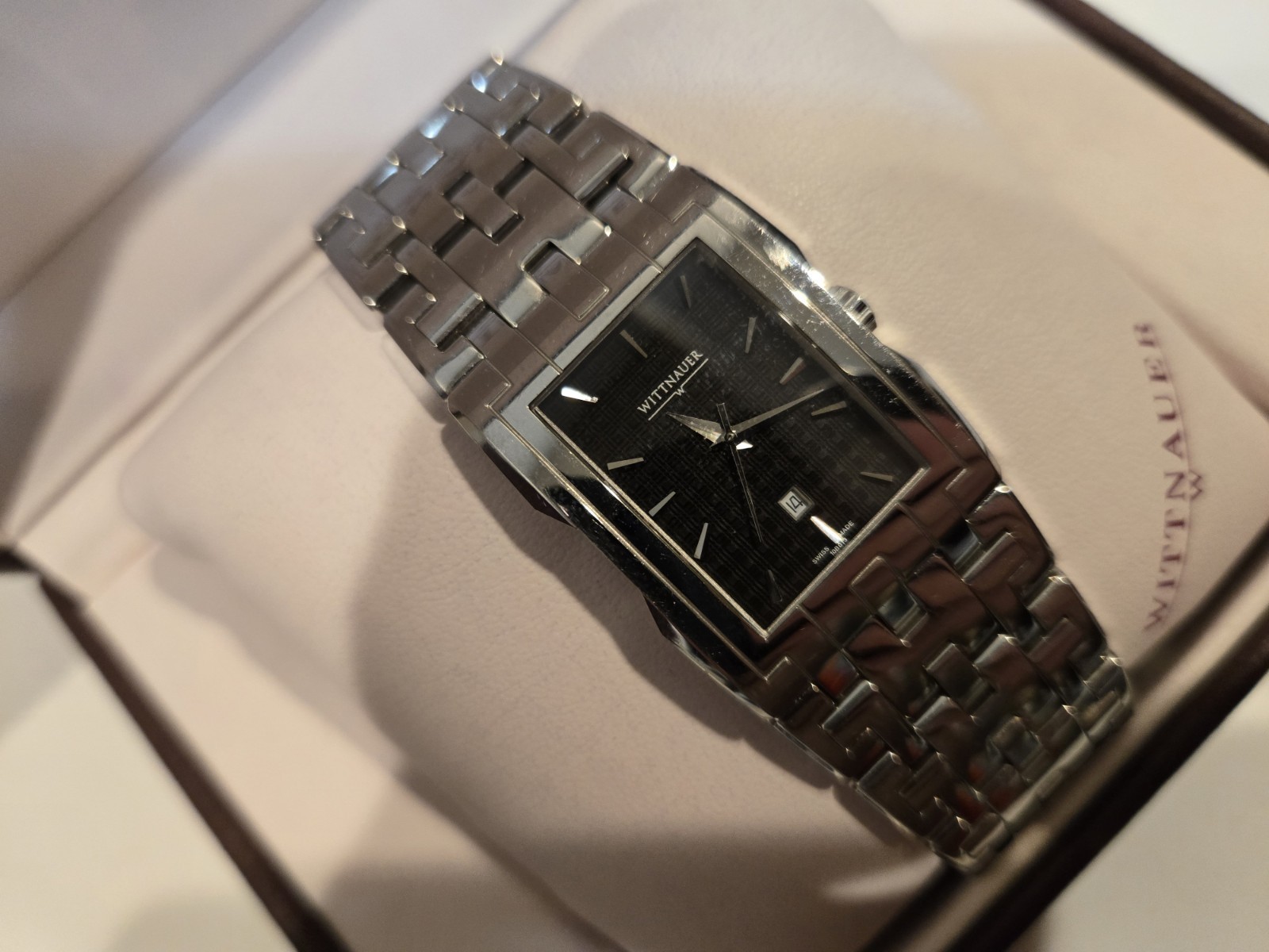 Wittnauer Men’s Black Rectangle Watch Swiss