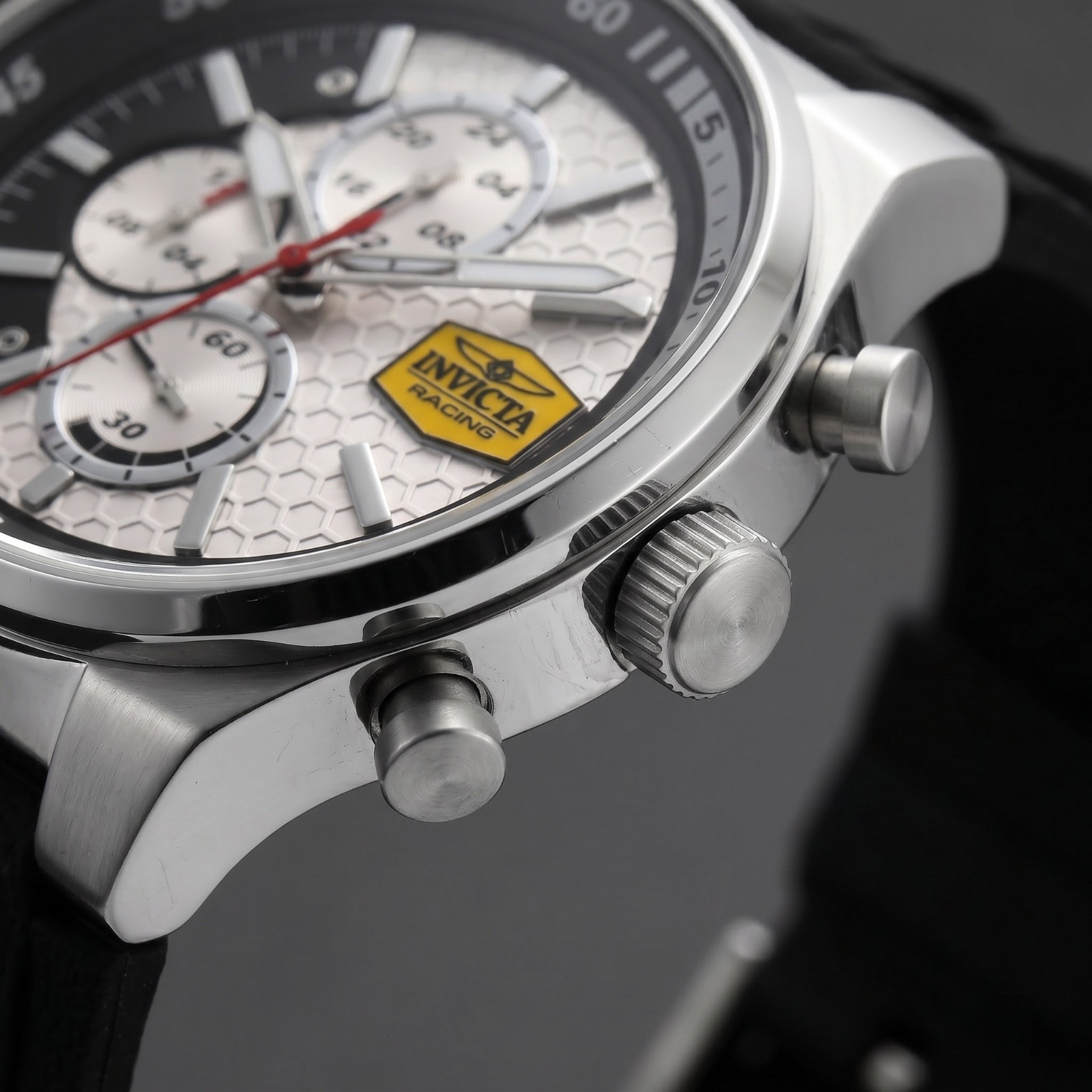Invicta Racing Champier 47736 Men’s 44mm Chronograph White Dial Black Strap