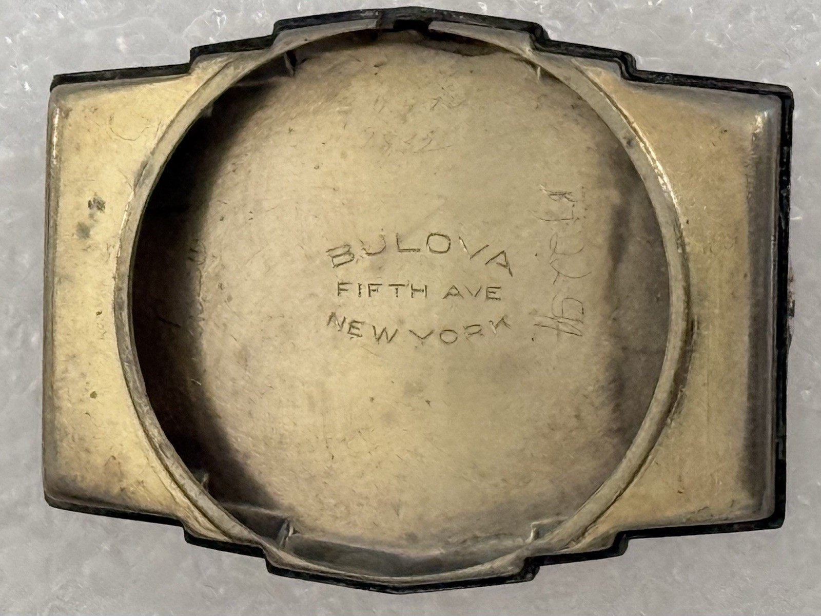 BULOVA YELLOW 10k GF 3 STEP BEZEL CASE ORIGINAL DIAL VINTAGE 194Os ART DECO RUNS