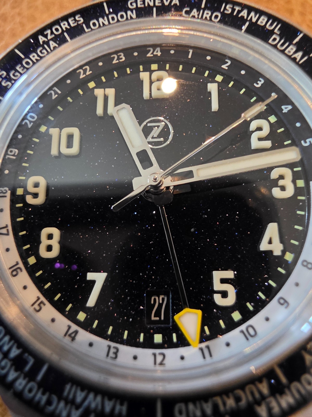 RARE ZELOS THRESHER AVENTURINE 41MM EXCELLENT COND. Full Set w/ Zelos watch roll