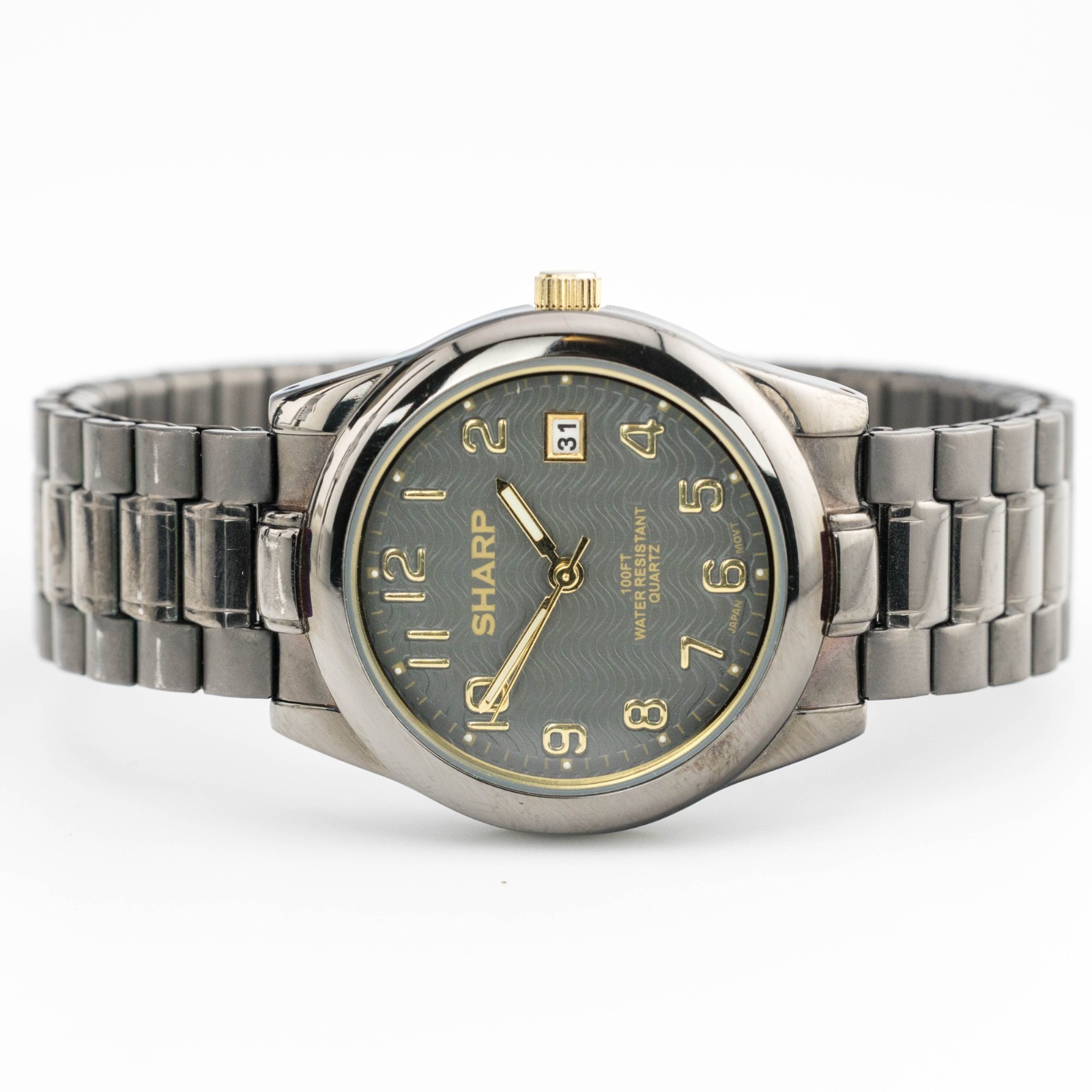 SHARP SHP2037 Dark-Tone Quartz Analog Men’s Watch Sz. 7″ New Battery