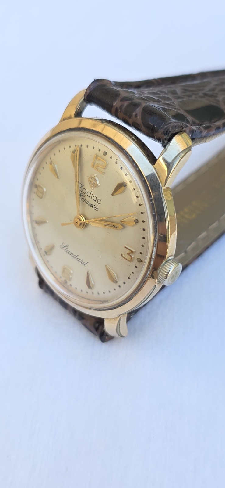 Vintage ZODIAC HERMETIC Standard Cal 60 Ref 764 Men’s 32mm Gold Plated Watch