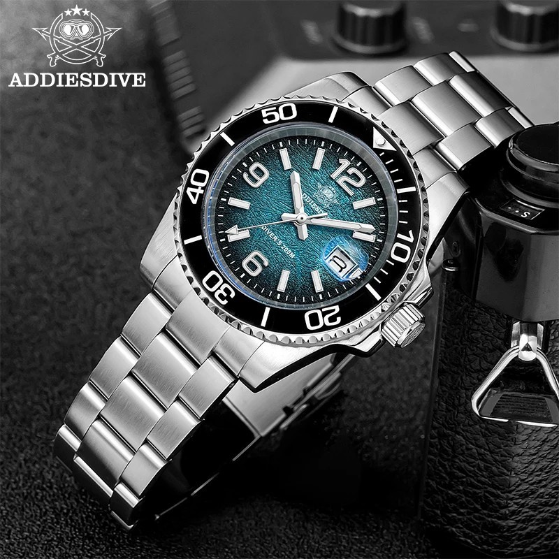 41MM ADDIESDIVE Quartz Men’s Watch Diver 200M Waterproof Luminous Stainless NEW