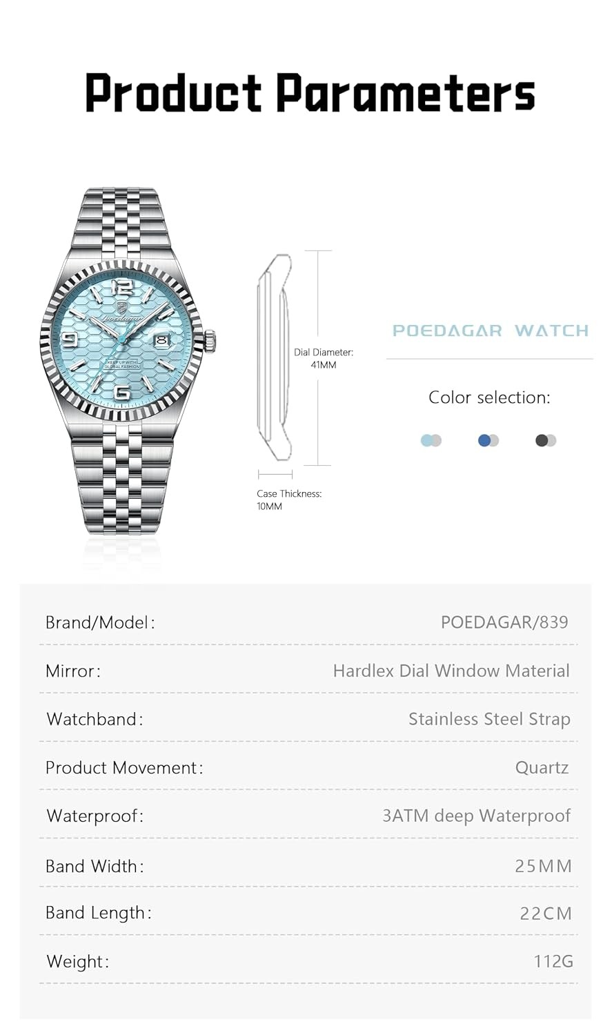 Luxury Men’s Waterproof Stainless Steel Fashion Luminous Date Watches