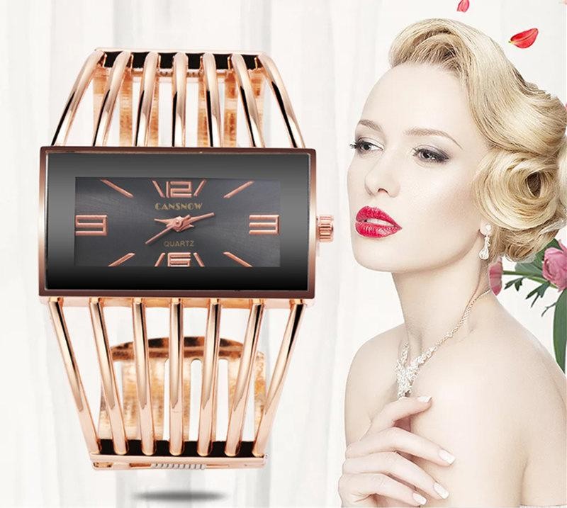 CANSNOW Women’s Rose Gold Bracelet Watch Luxury Fashion Bangle Dress Wristwatch