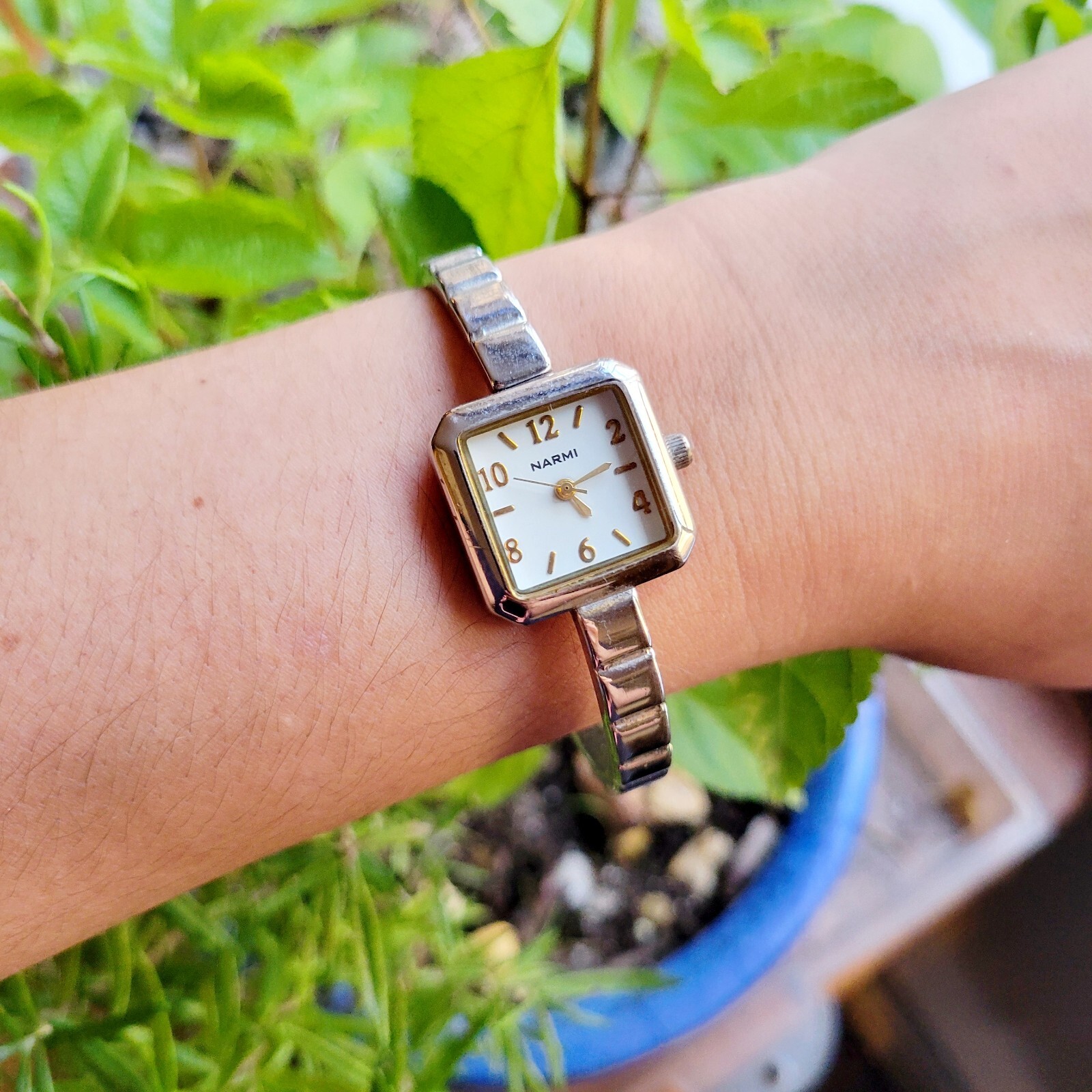 Classic Narmi Classic Silver & Gold Womens Womans Square Watch
