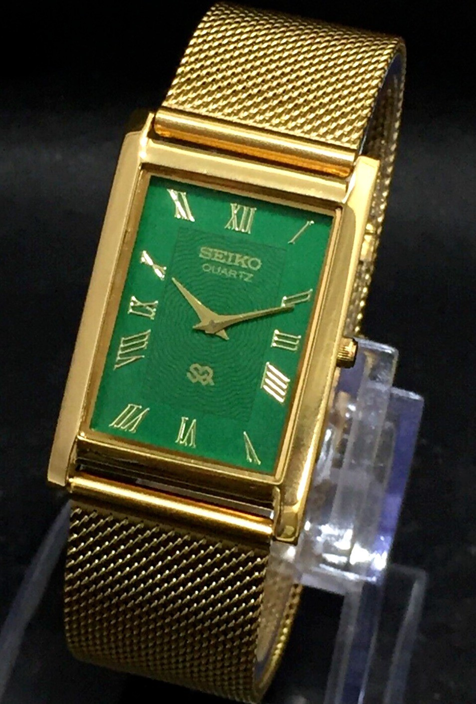 Vintage Seiko Slim Quartz Japan Made Green Dial Gold Plated Men’s Wrist Watch