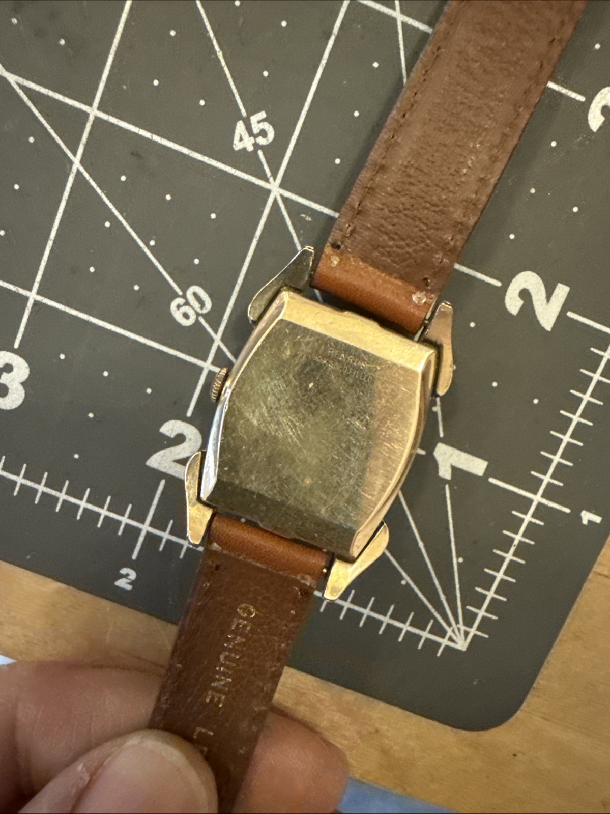 10K Gold Filled Benrus Tank style Vintage watch sub second Fancy lugs