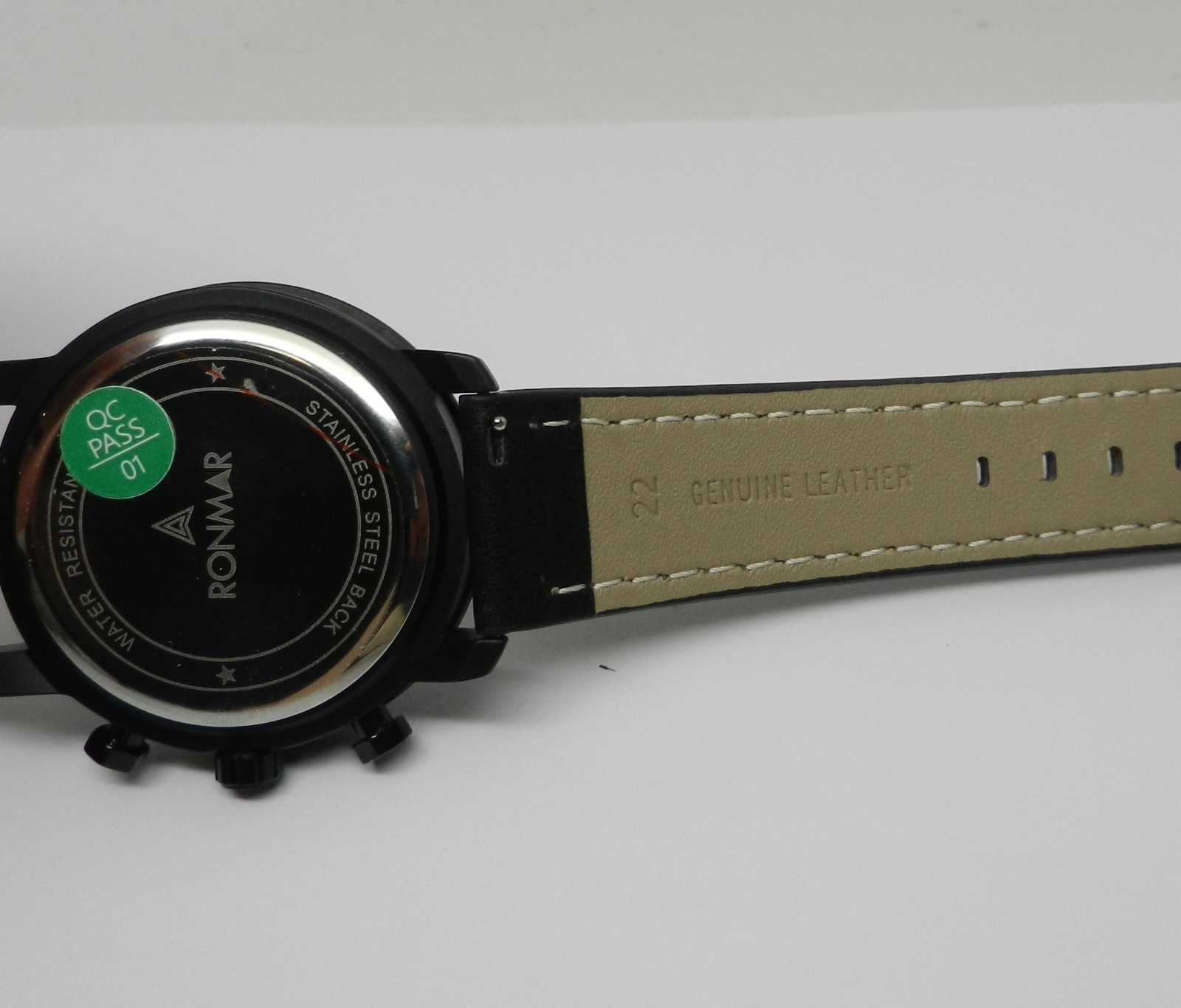Men’s 44mm Chronograph Date Dial Black Orange With Leather Strap Rugged Watch