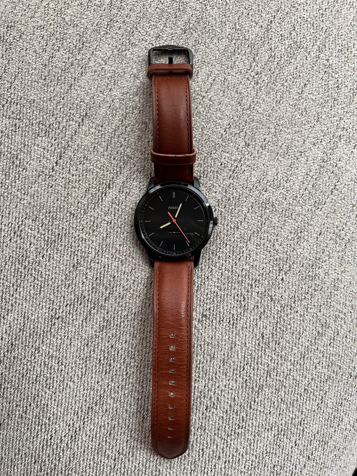 Fossil Neutra Men’s Quartz Analog Watch Black Dial Black Case Brown Leather