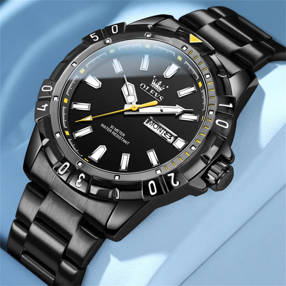 KC OLEVS LUXURY MEN’S WATCH WATERPROOF STAINLESS -STEEL