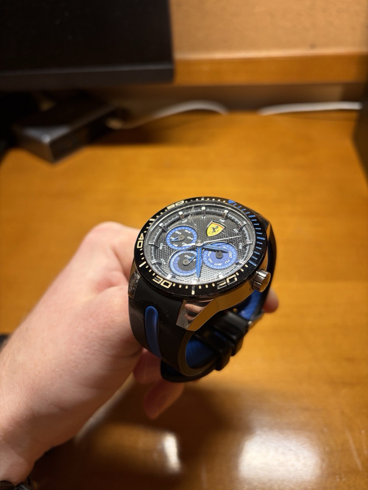 Ferrari Scuderia Sport Quartz Chronograph Date 45mm 50m Black/Blue Rubber