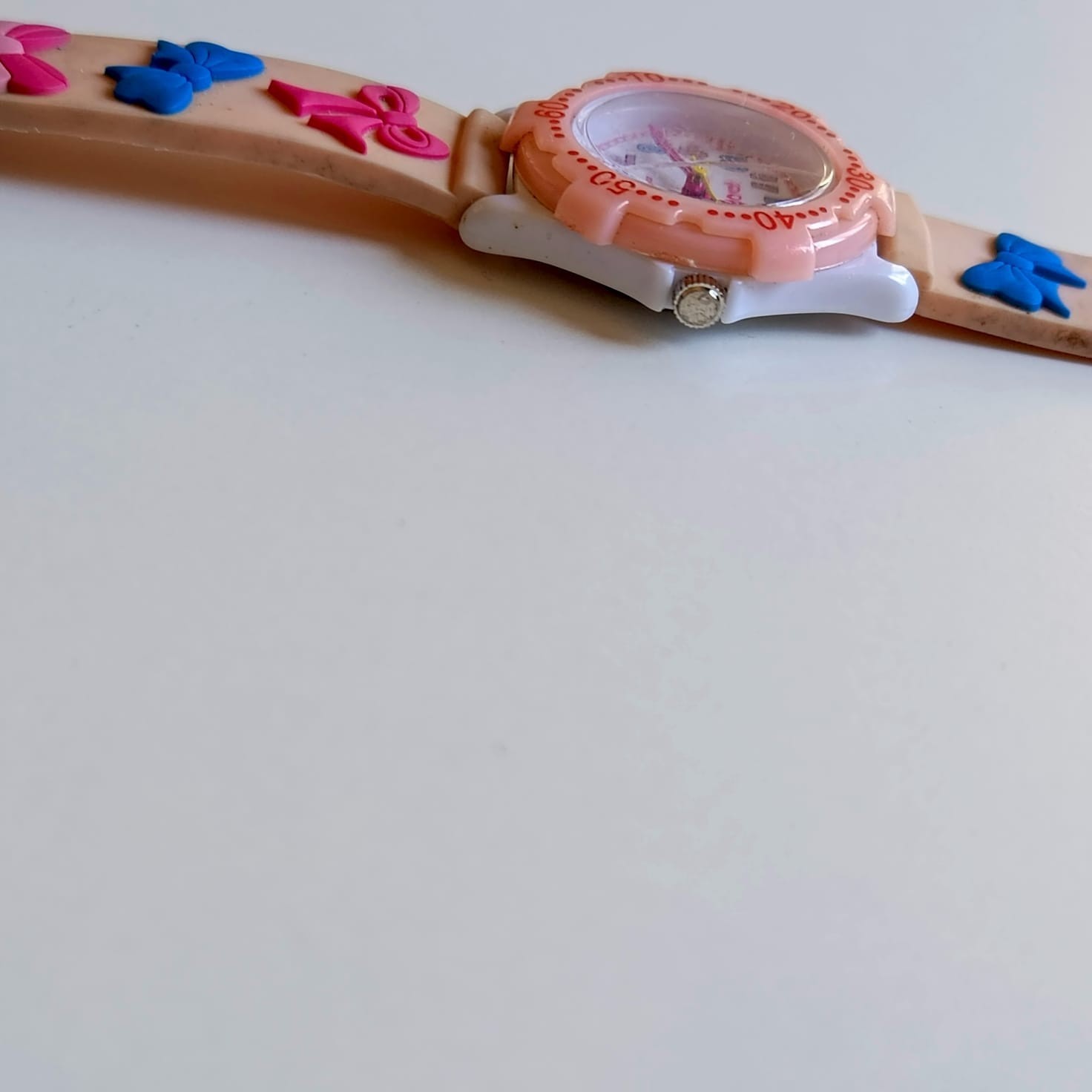 JAXIS Popo Kids Girls Watch Pink Silicone Strap Ribbon Bows Japan Movt TCL36
