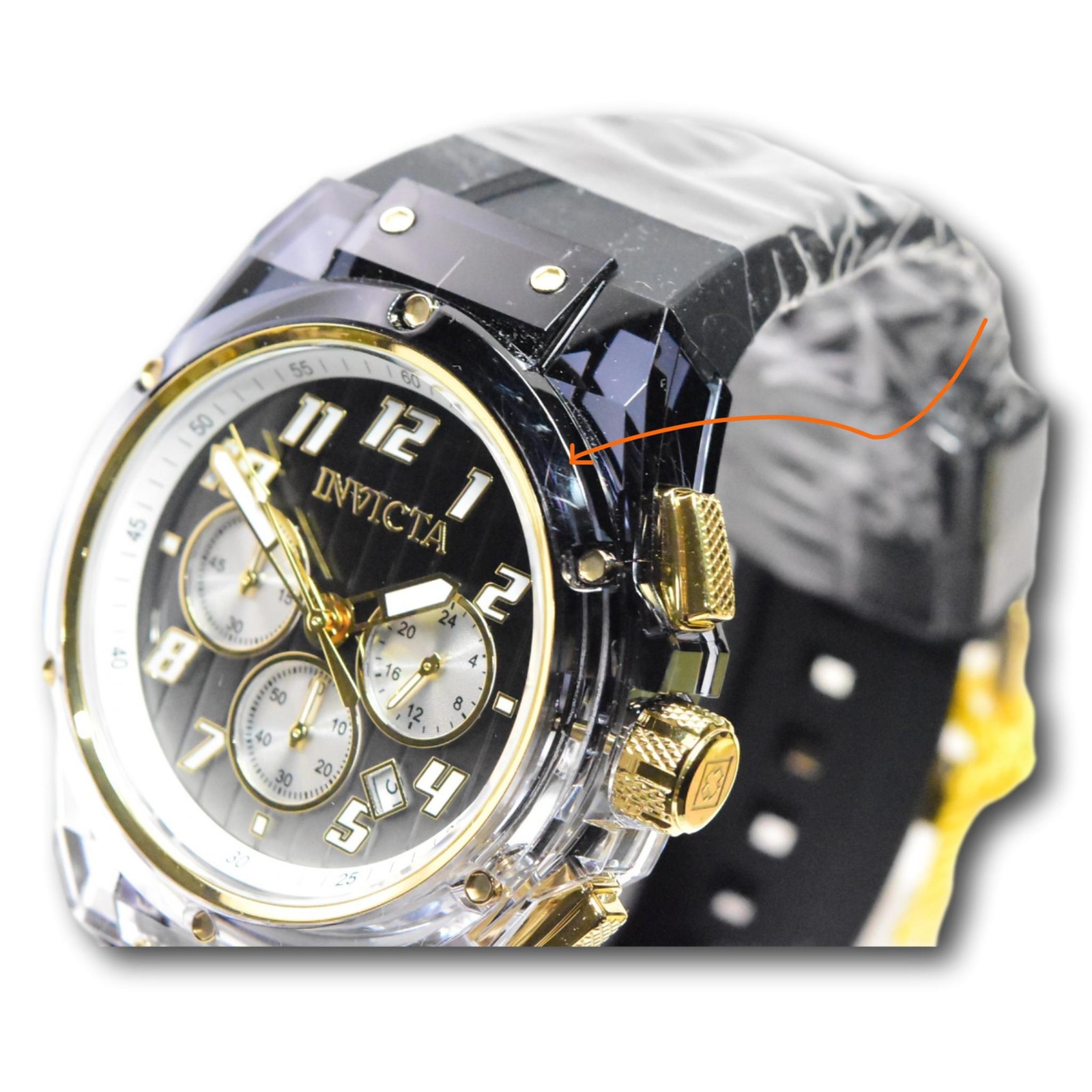 Invicta S1 Rally Prism Color Flip Men’s 44mm Gray Clear Case Chrono Watch 47352
